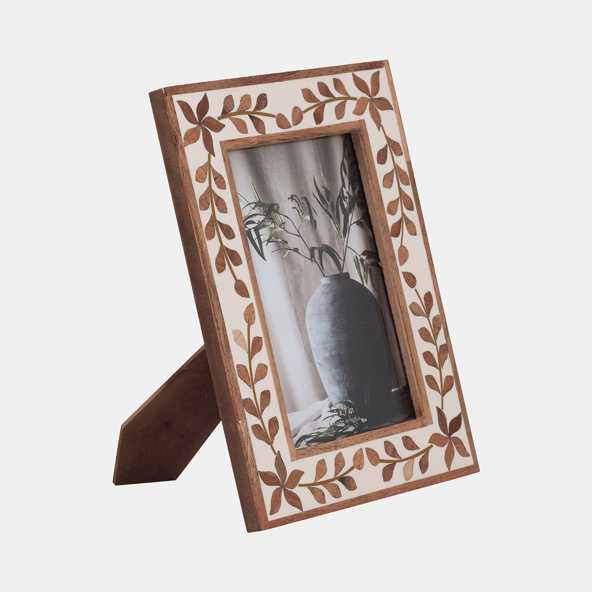 Wood Inlay Vine Photo Frame