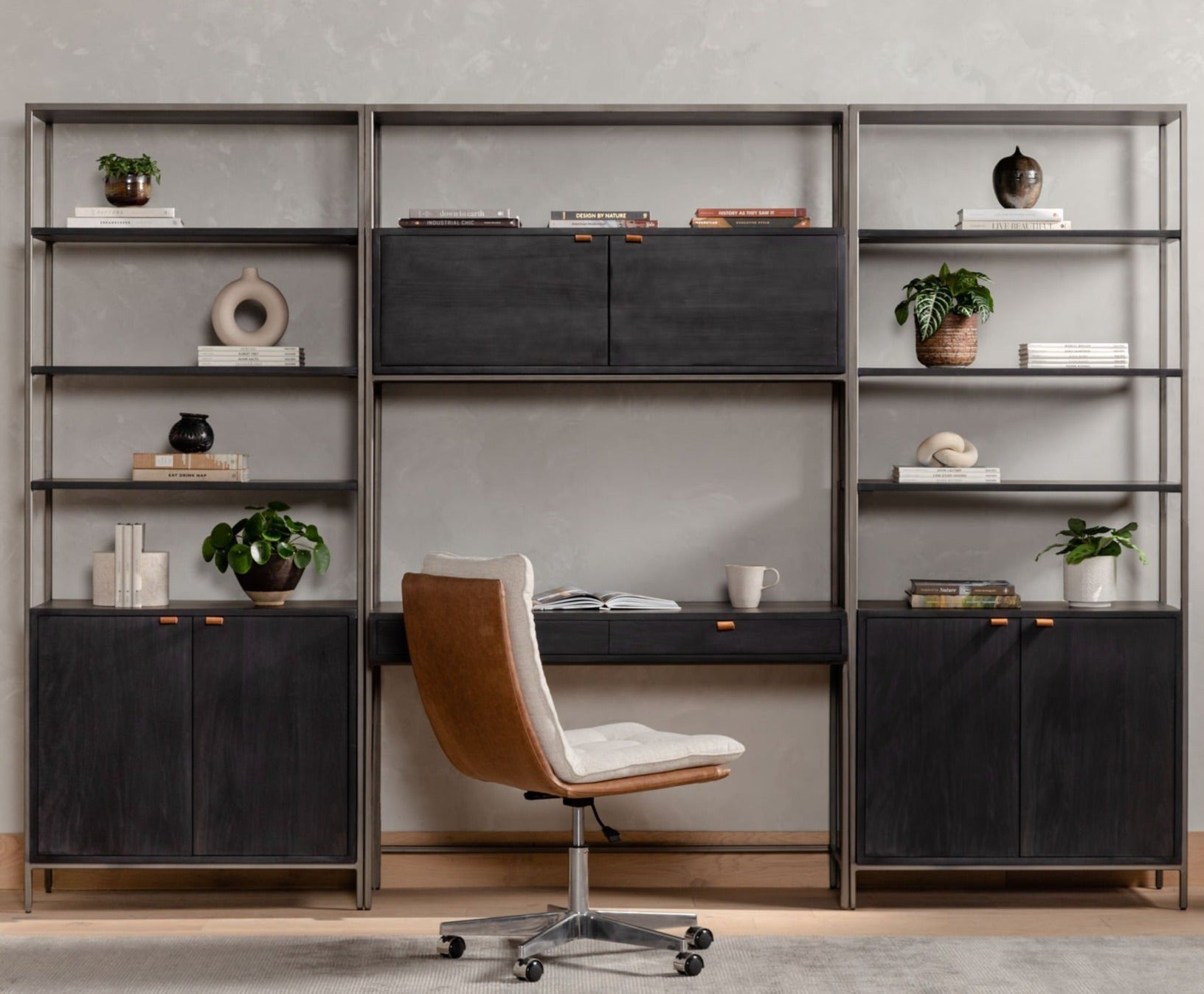 Thomas Modular Wall Desk with 2 Bookcases