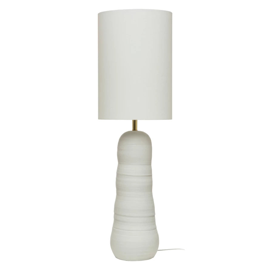 Organic Matte White Stoneware Floor or Table Lamp