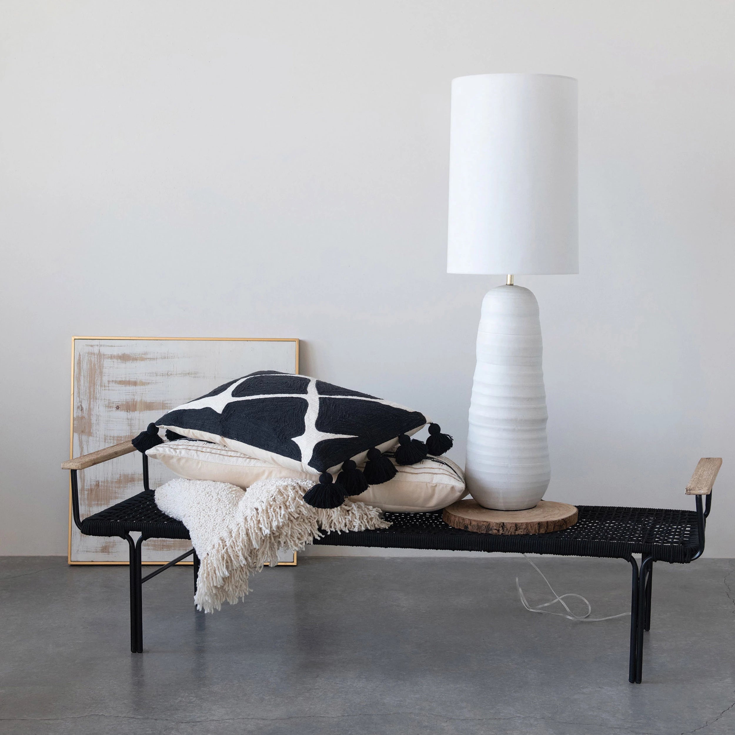 Organic Matte White Stoneware Floor or Table Lamp