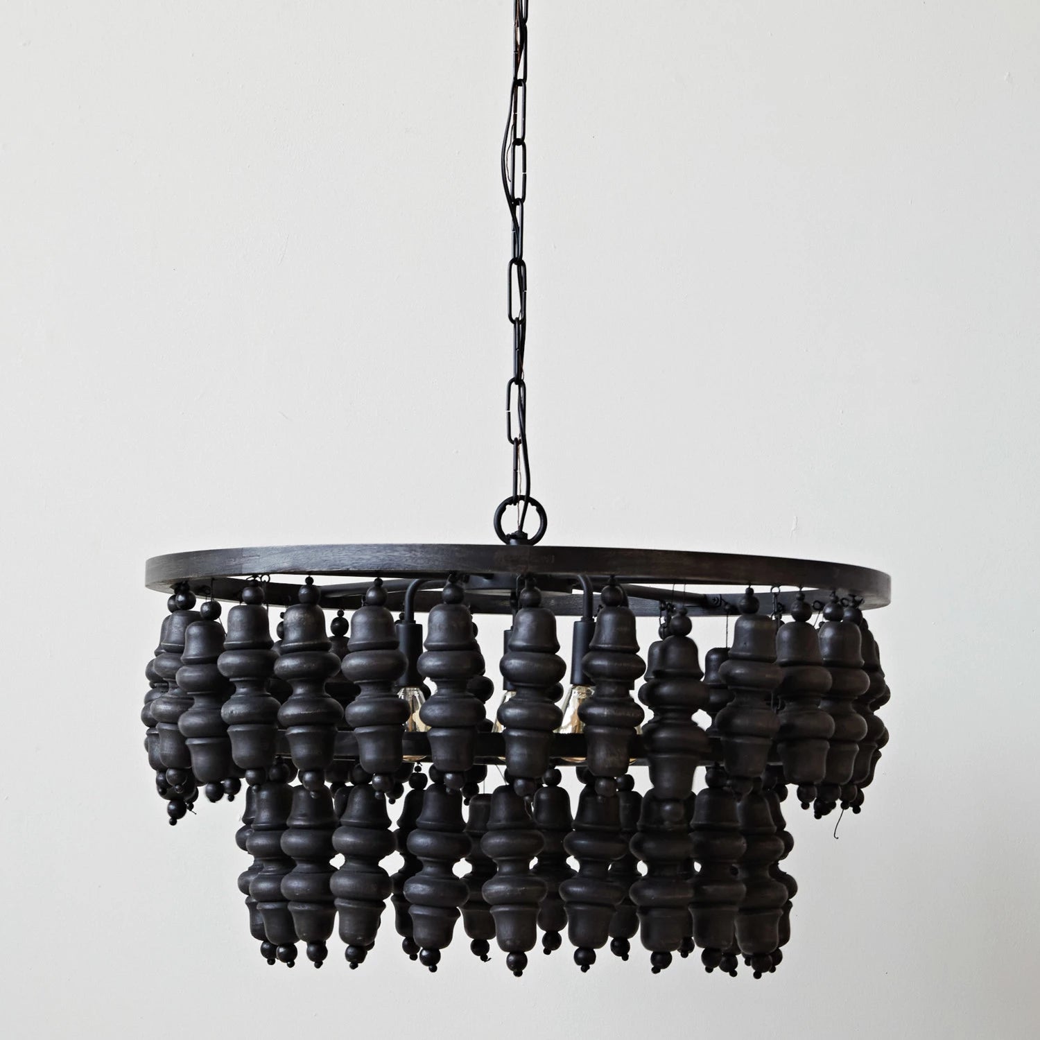 Metal & Mango Wood Bead Chandelier w/ 5 Lights